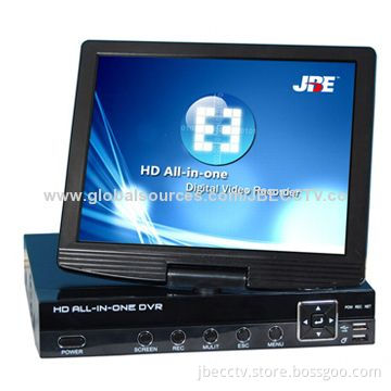 All-in-one DVR with 10.5-inch LCD, Supports D1/HD1/CIF Recording Resolution and Multiple Language